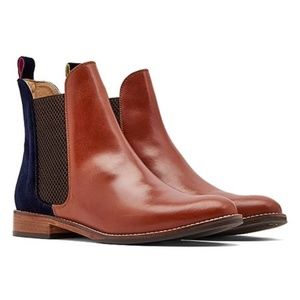 Joules Tan & Navy Westbourne Chelsea Leather Boot